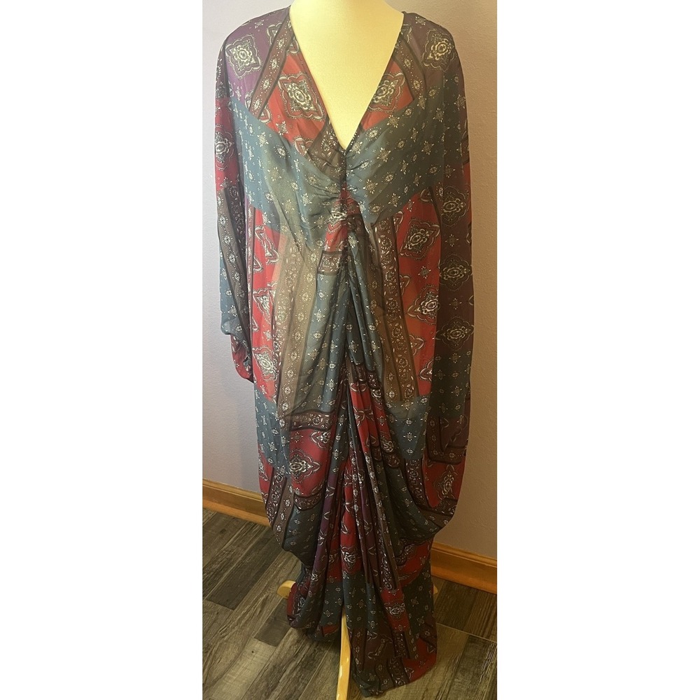 Wayward Fancies Boho Sheer‎ Long Coverup Multicolor Pattern Size XL